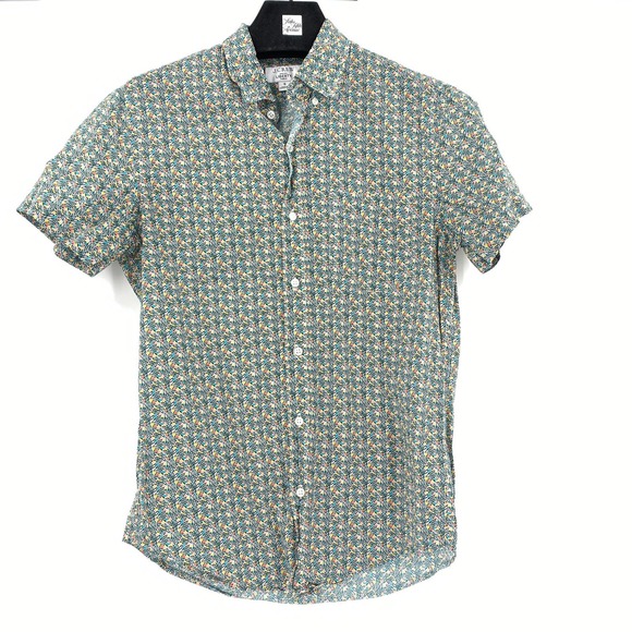 J. Crew Other - J. Crew Slim Short Sleeve Poplin Shirt Liberty Meridian Green Floral Print Men S